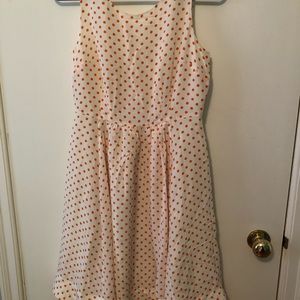 Anthropologie orange and white polka dot dress